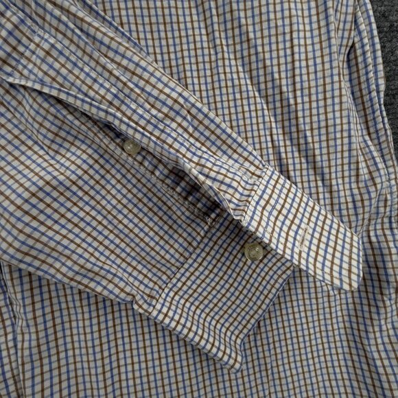 Vineyard Vines Cotton Long Sleeve Button Up Shirt Men Blue Brown Slim Fit Whale - Picture 9 of 12